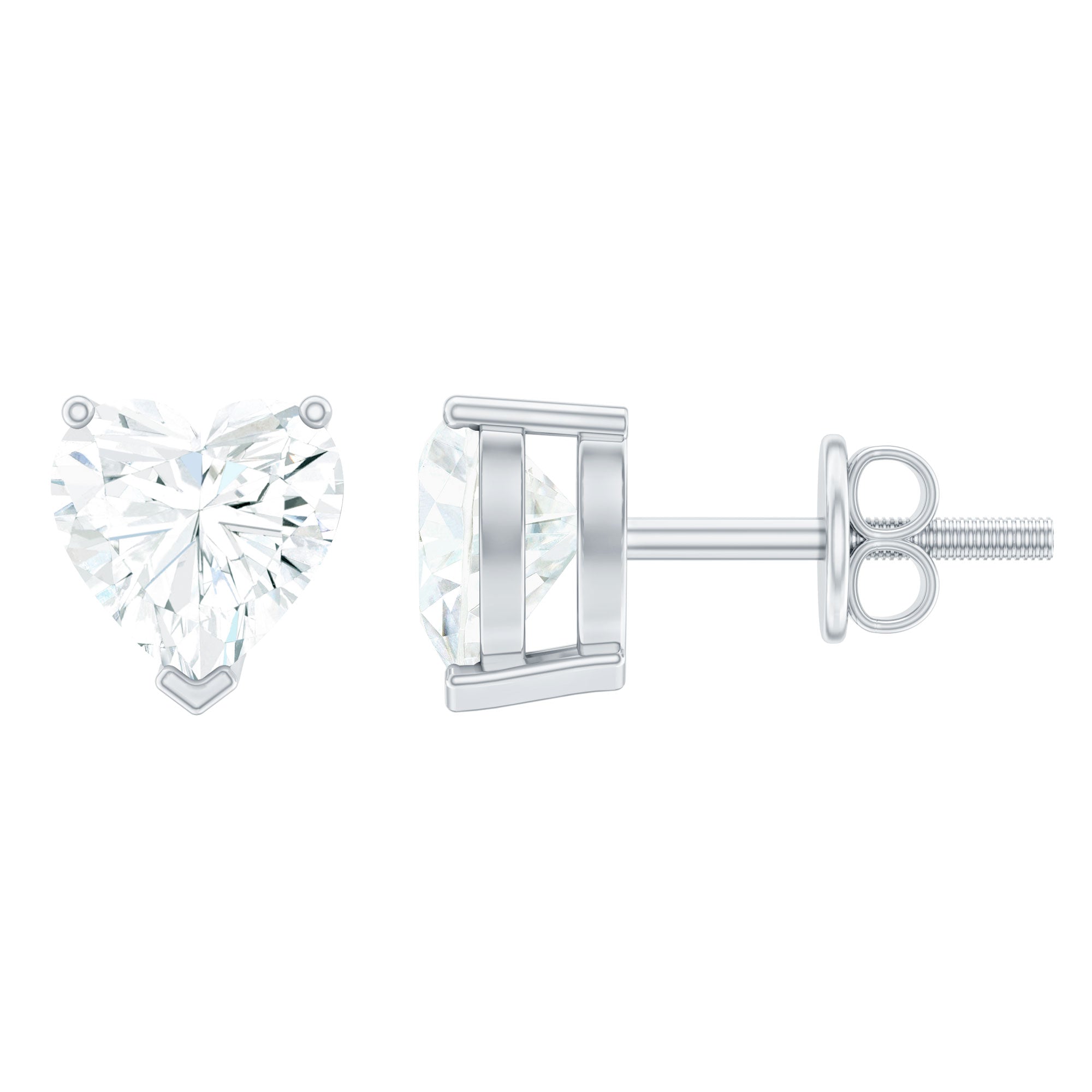 Lab Grown Diamond Heart Stud Earrings in 14K Gold Plated Silver