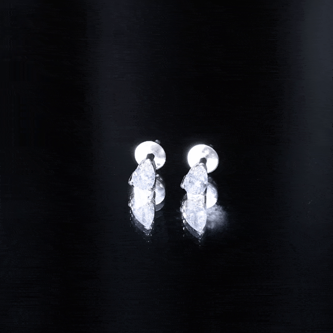 4X6MM Pear Lab Grown Diamond Stud Earrings in 14K Gold Plated Silver