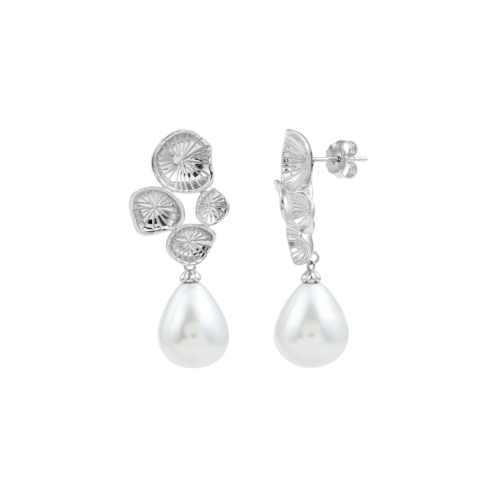 Natural Certified Pearl Dangling Earrings in Silver