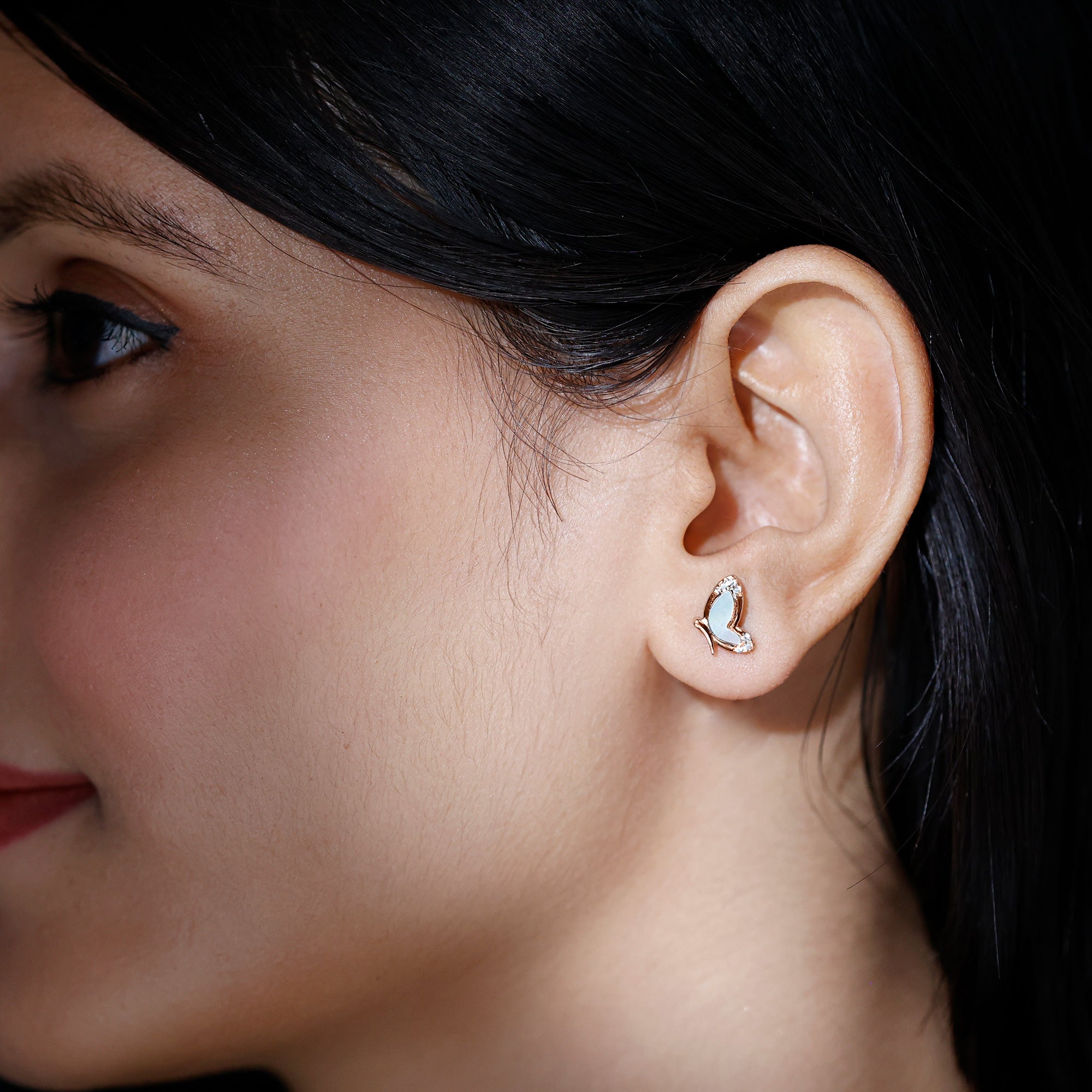 Natural Mother of Pearl Butterfly Wings Earrings in Silver