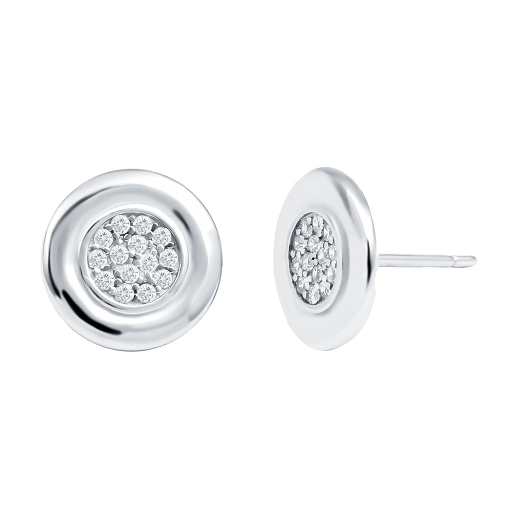 Simulated Diamond Cluster Earrings in Gold Plated Silver