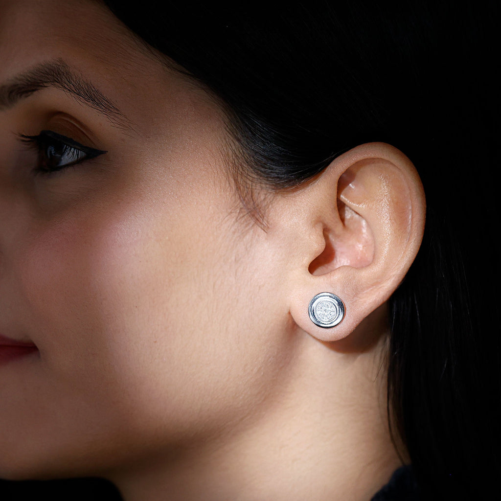 Simulated Diamond Cluster Earrings in Gold Plated Silver