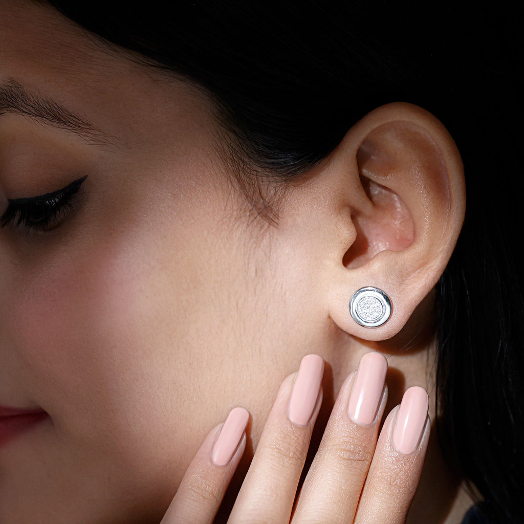 Simulated Diamond Cluster Earrings in Gold Plated Silver