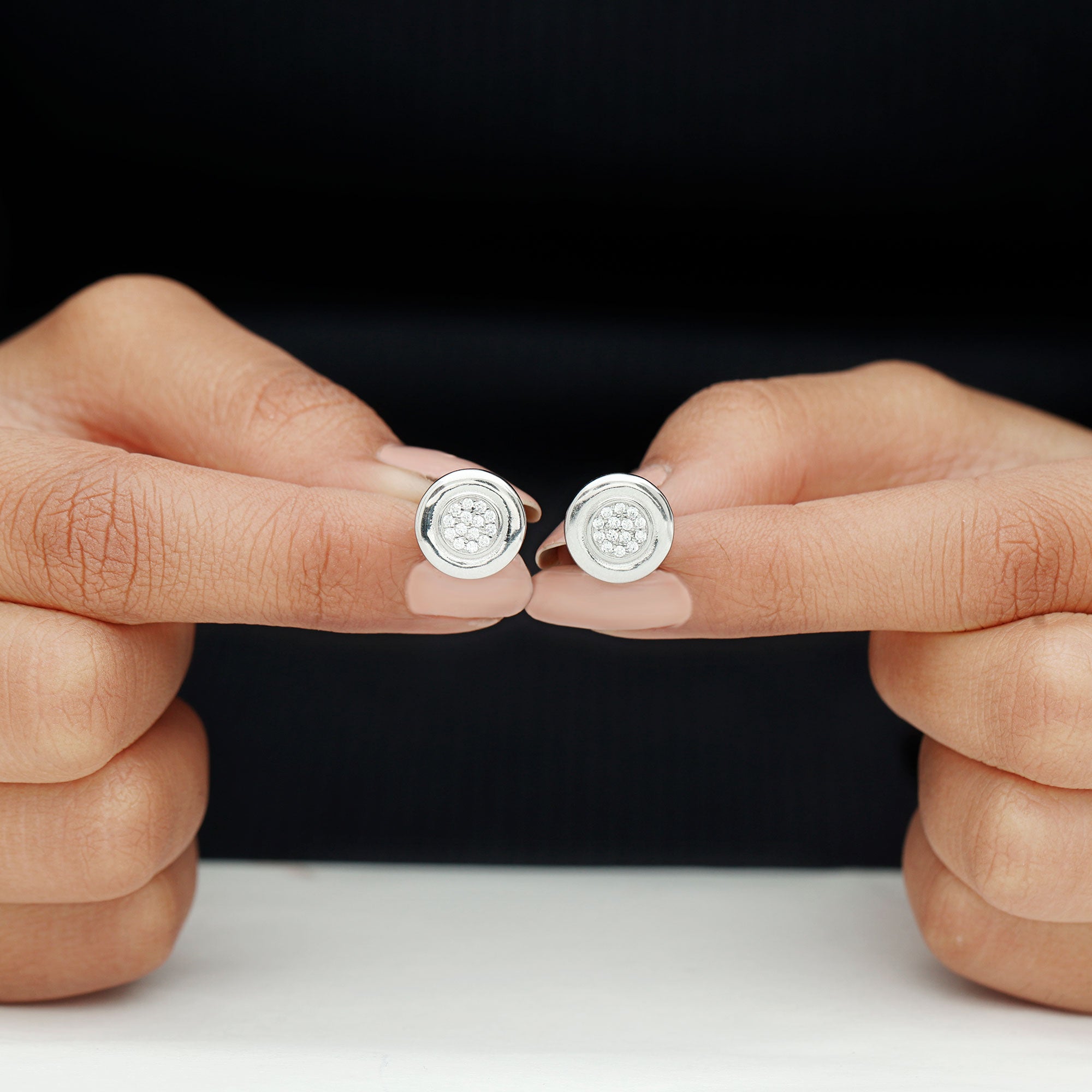 Simulated Diamond Cluster Earrings in Gold Plated Silver