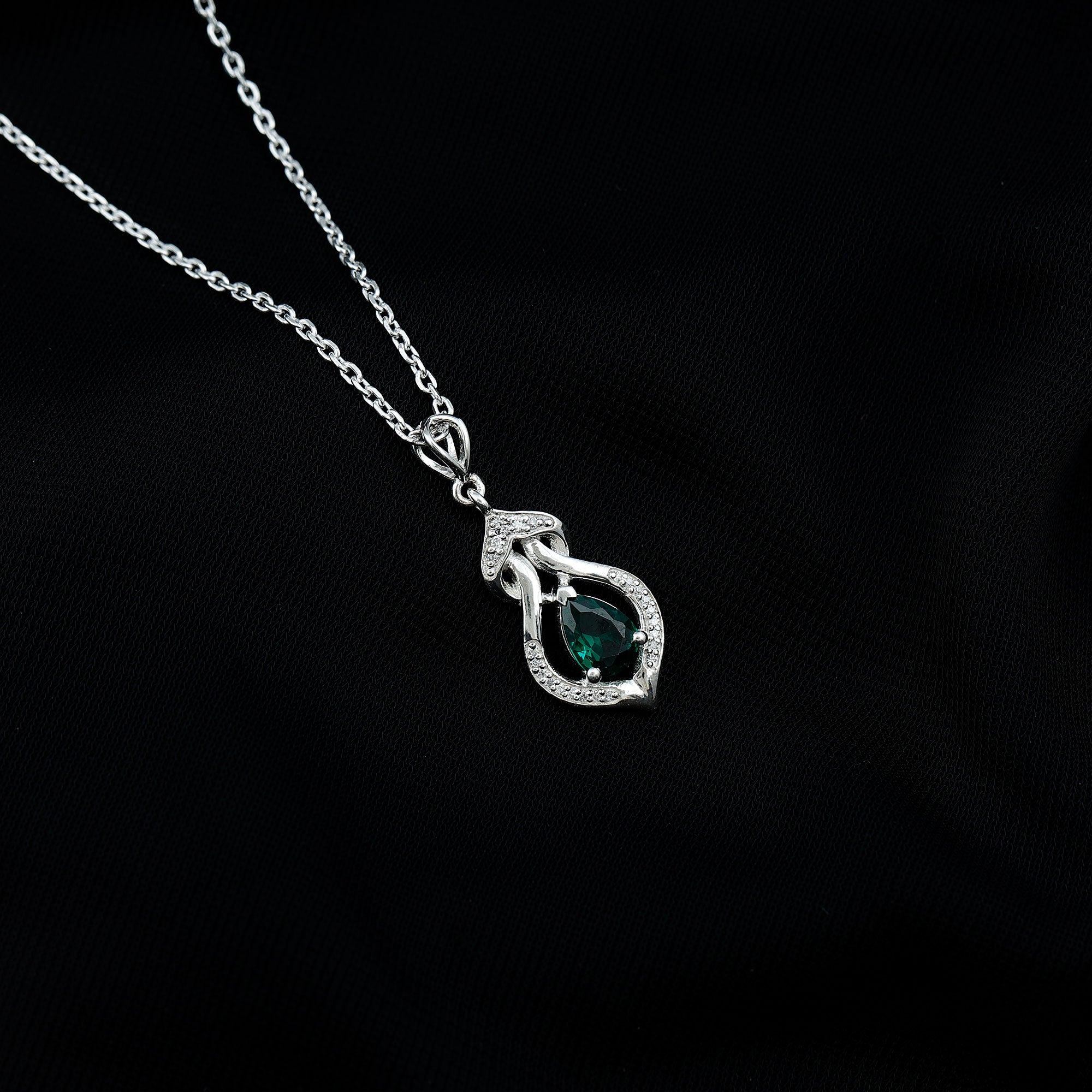 Vintage Inspired Lab Created Emerald Dangle Necklace for Wedding
