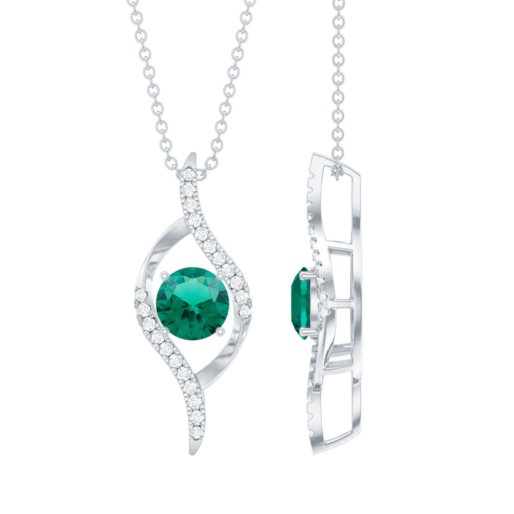 Lab Grown Emerald Leaf Necklace with Moissanite