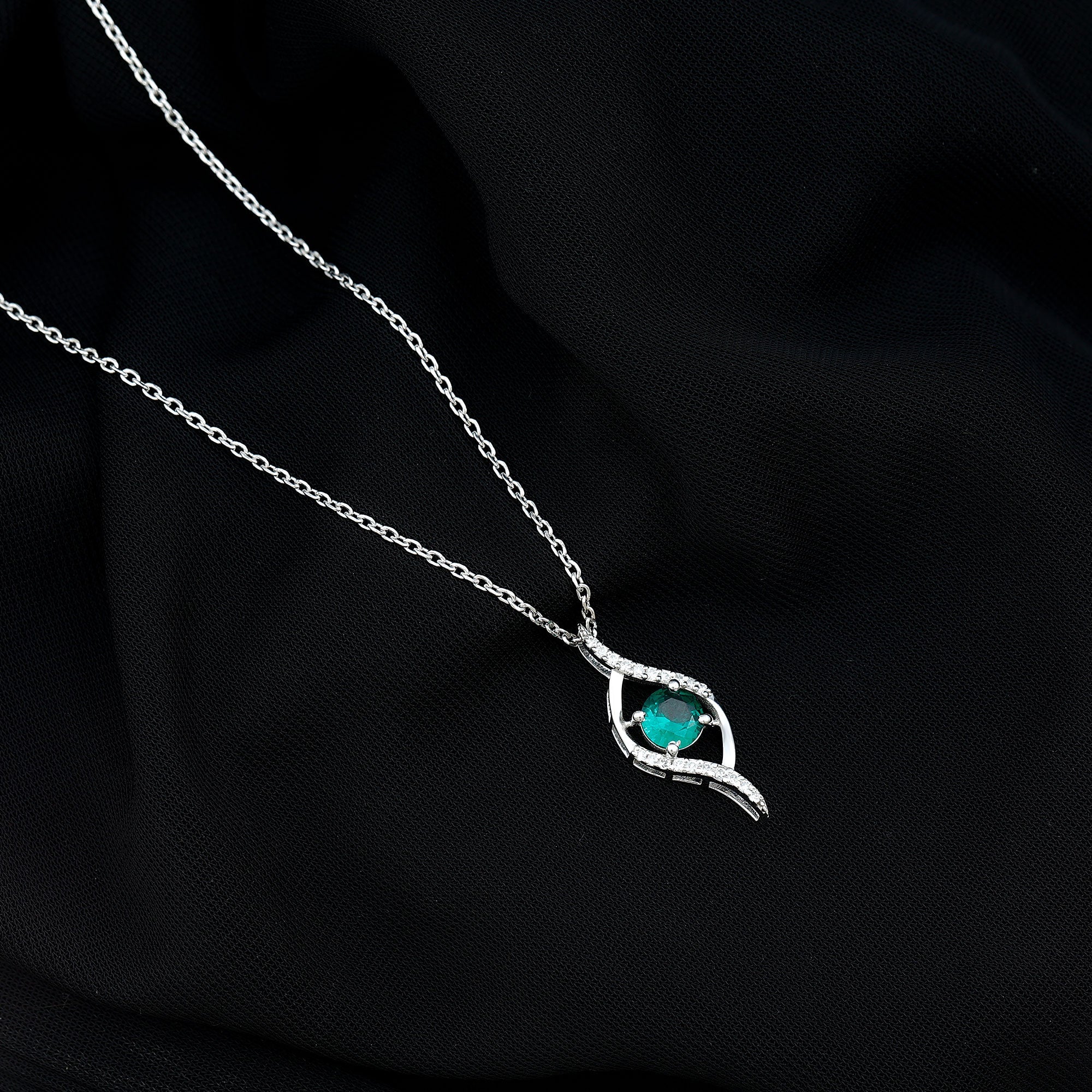 Lab Grown Emerald Leaf Necklace with Moissanite