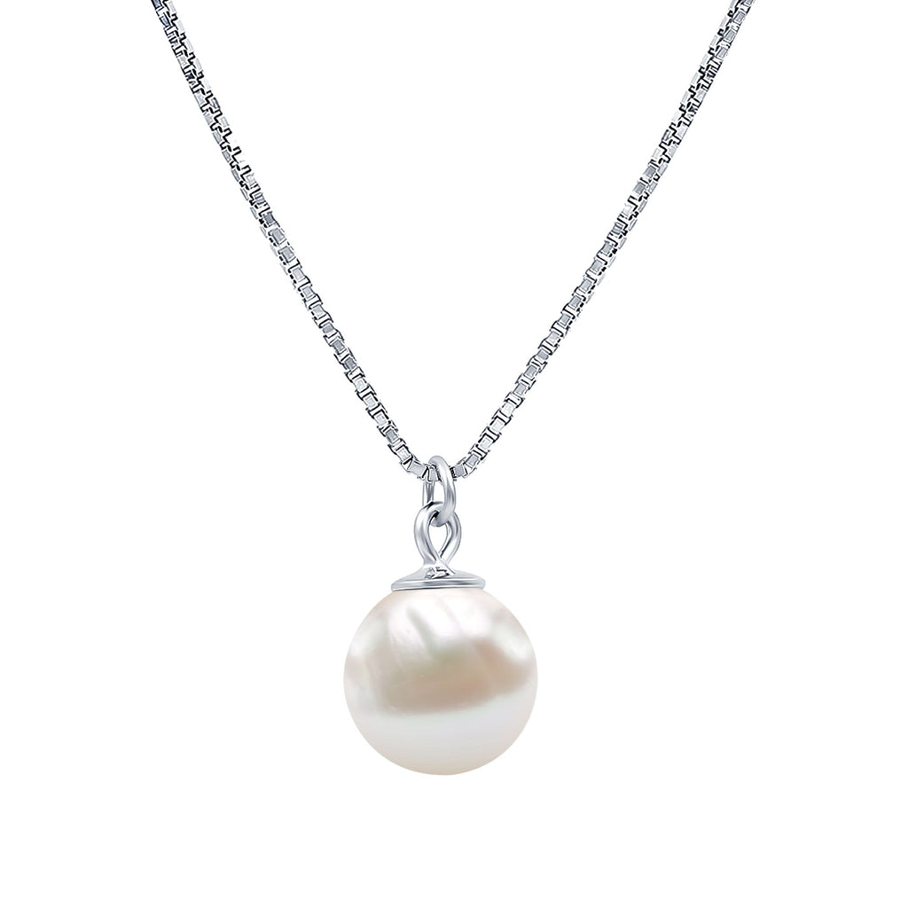 Natural Elegant Pearl Drop Necklace with Silver Chain