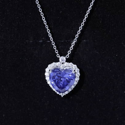 Lab Grown Blue Sapphire Titanic Heart of The Ocean Necklace