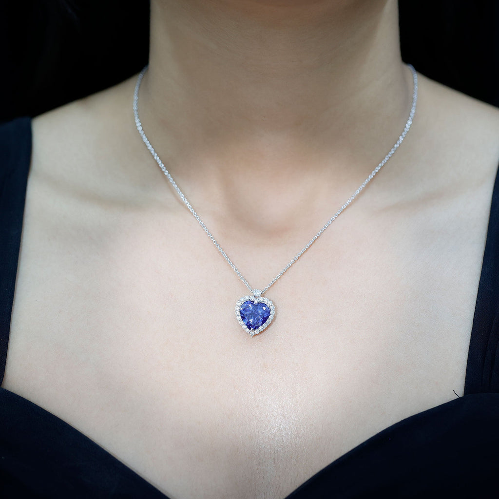 Lab Grown Blue Sapphire Titanic Heart of The Ocean Necklace