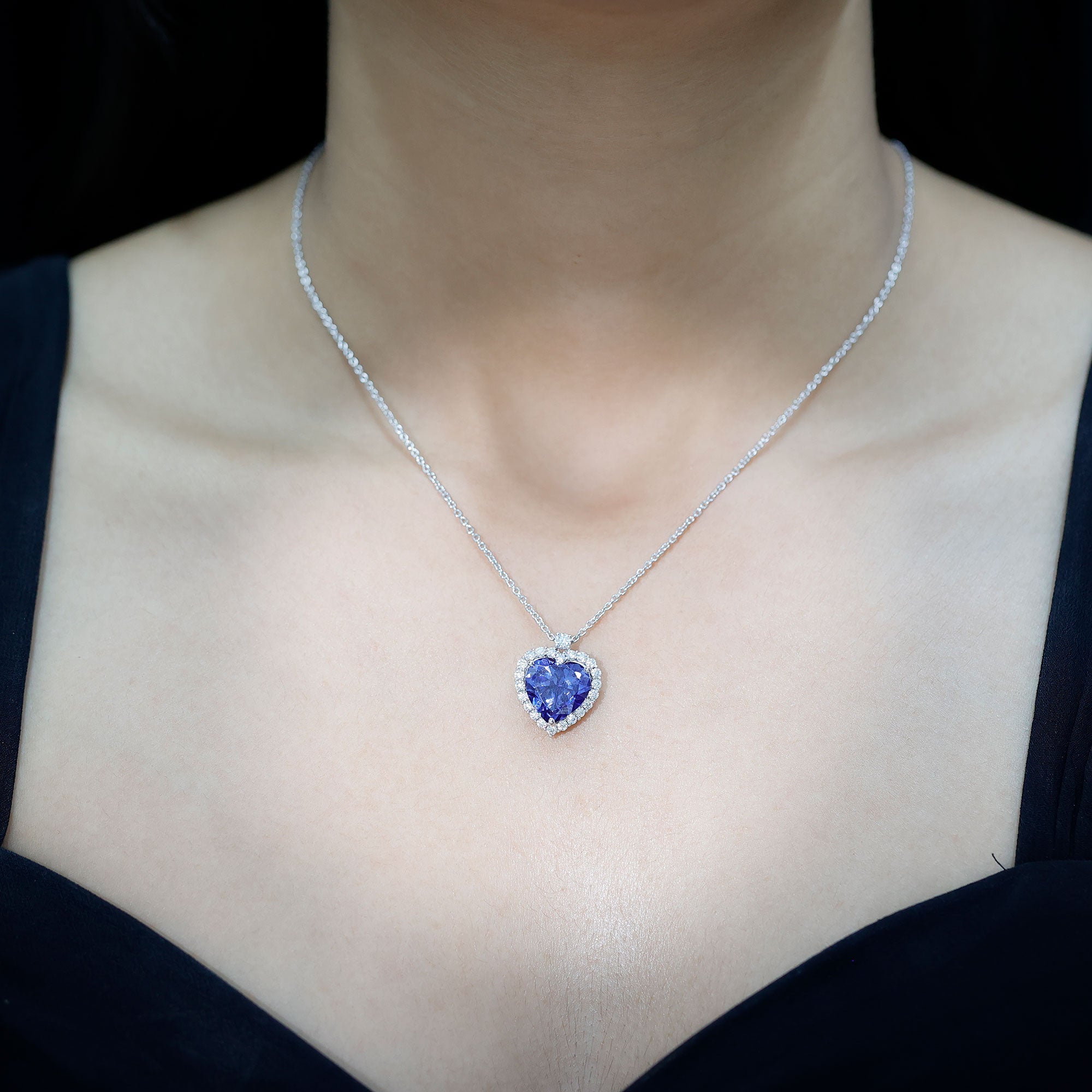 Lab Grown Blue Sapphire Titanic Heart of The Ocean Necklace