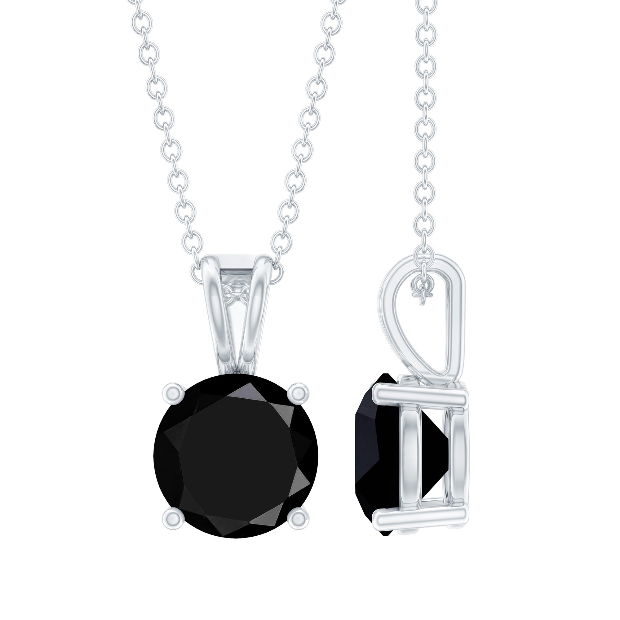 Certified 8 MM Lab Created Black Diamond Solitaire Pendant Necklace