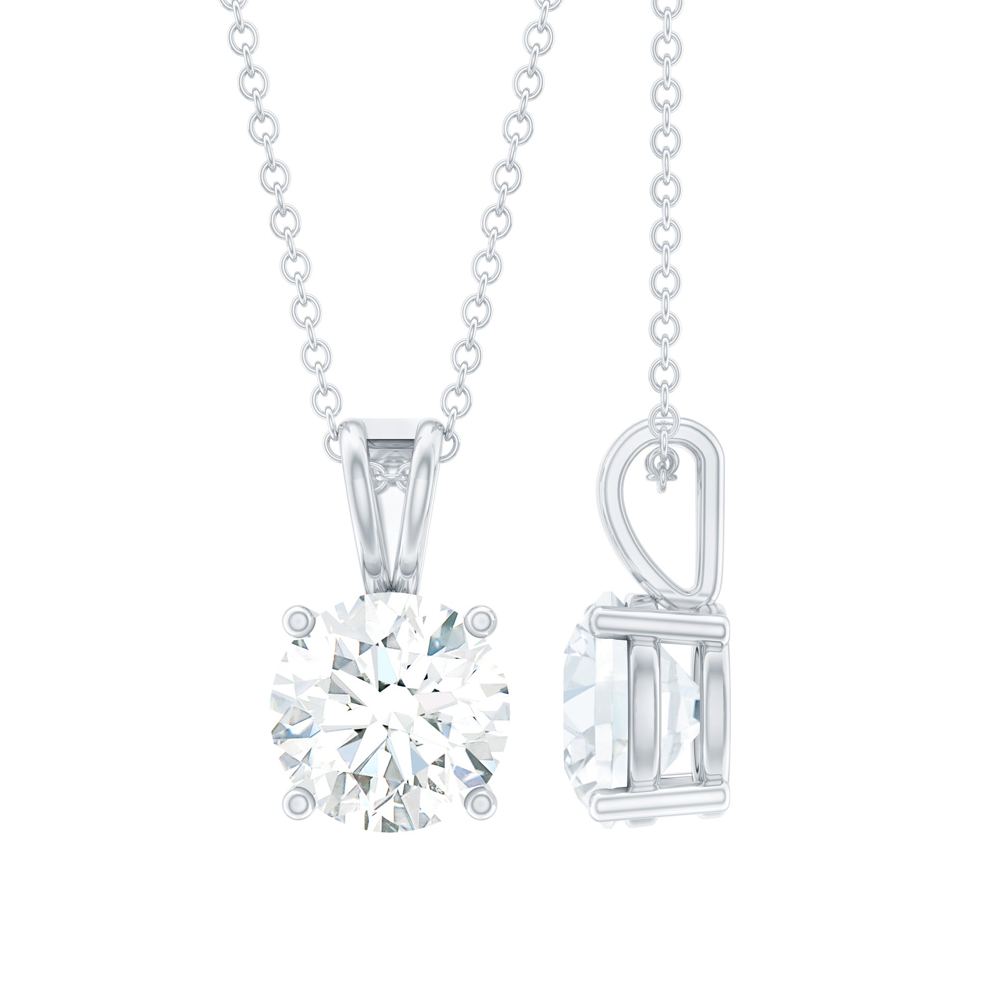Certified 8 MM Solitaire Moissanite Pendant Necklace with Silver Chain