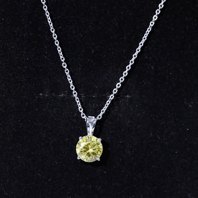 Lab Created 8 MM Yellow Sapphire Solitaire Necklace with Chain