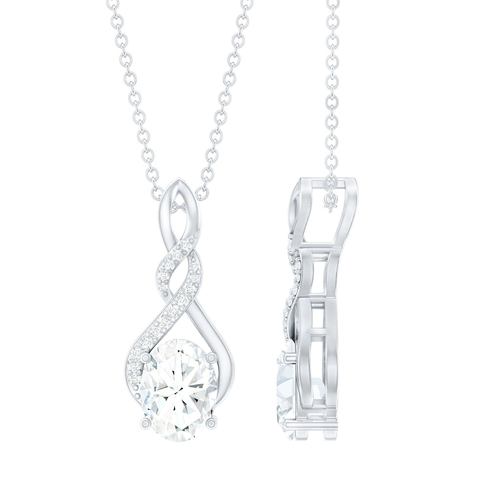 Moissanite Infinity Pendant Necklace in Sterling Silver