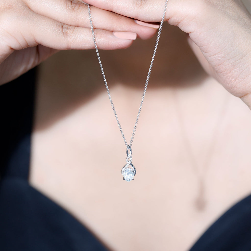 Moissanite Infinity Pendant Necklace in Sterling Silver