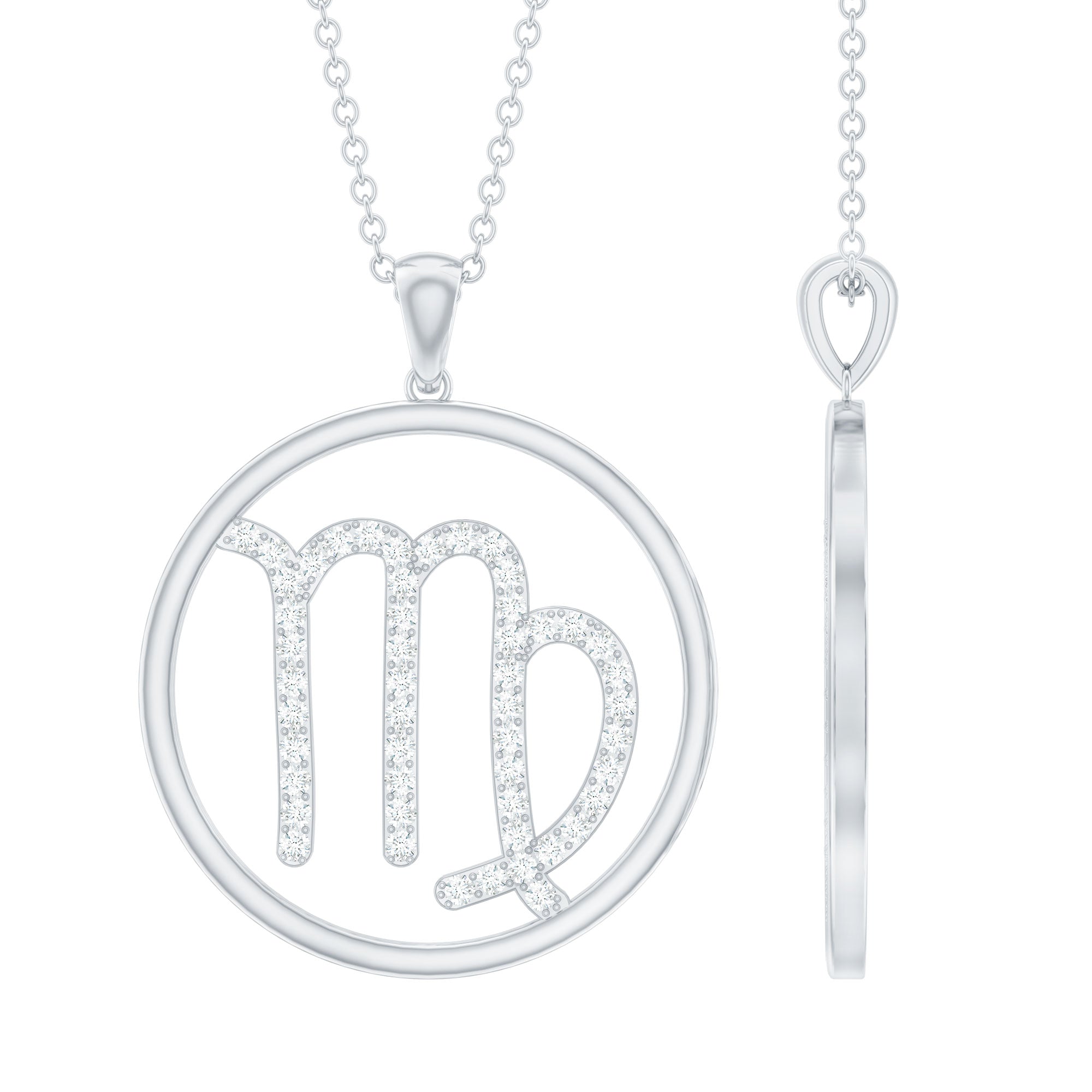 Certified Moissanite Virgo Zodiac Pendant with Silver Chain