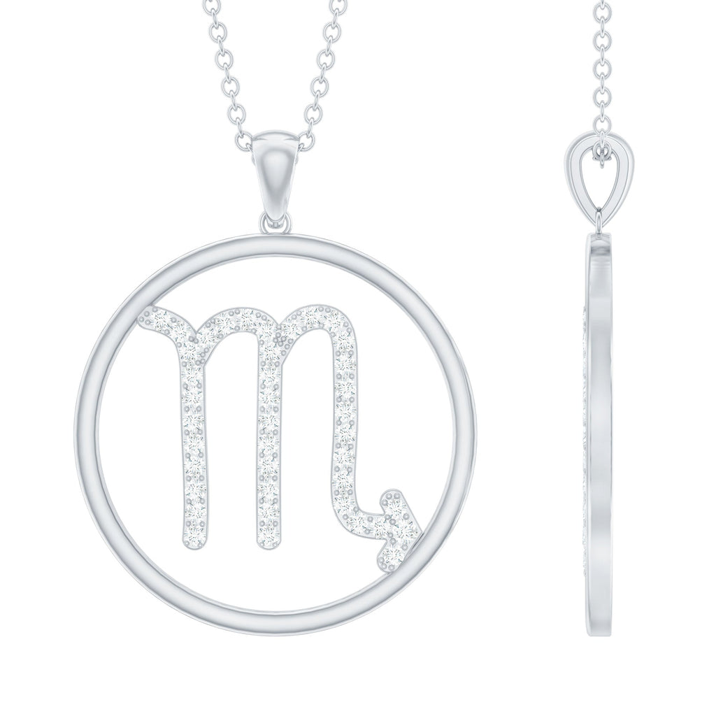 Moissanite Scorpio Zodiac Sign Pendant Necklace With Chain