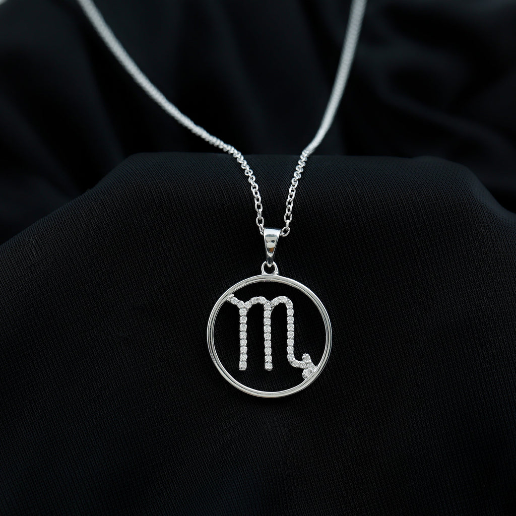 Moissanite Scorpio Zodiac Sign Pendant Necklace With Chain