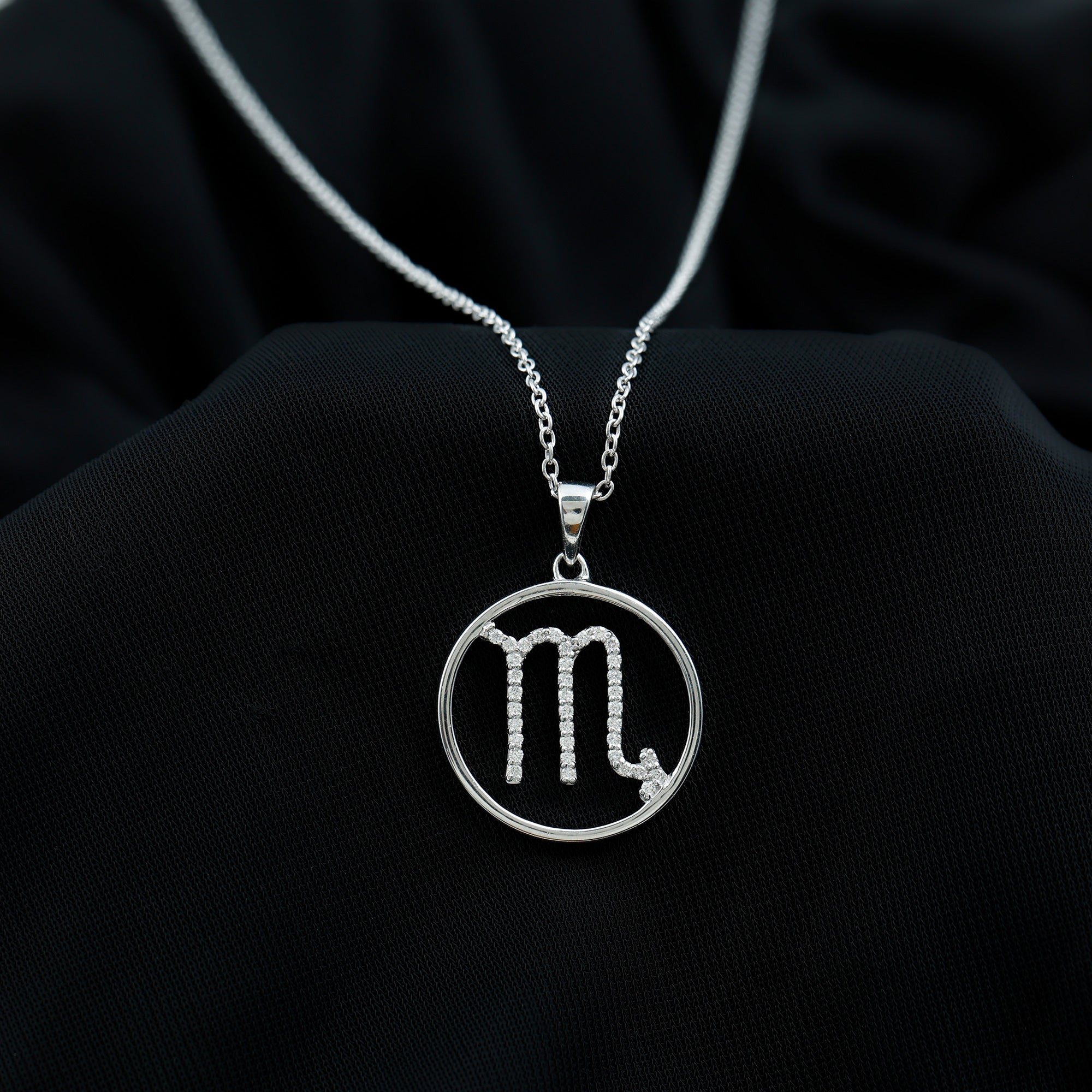 Moissanite Scorpio Zodiac Sign Pendant Necklace With Chain