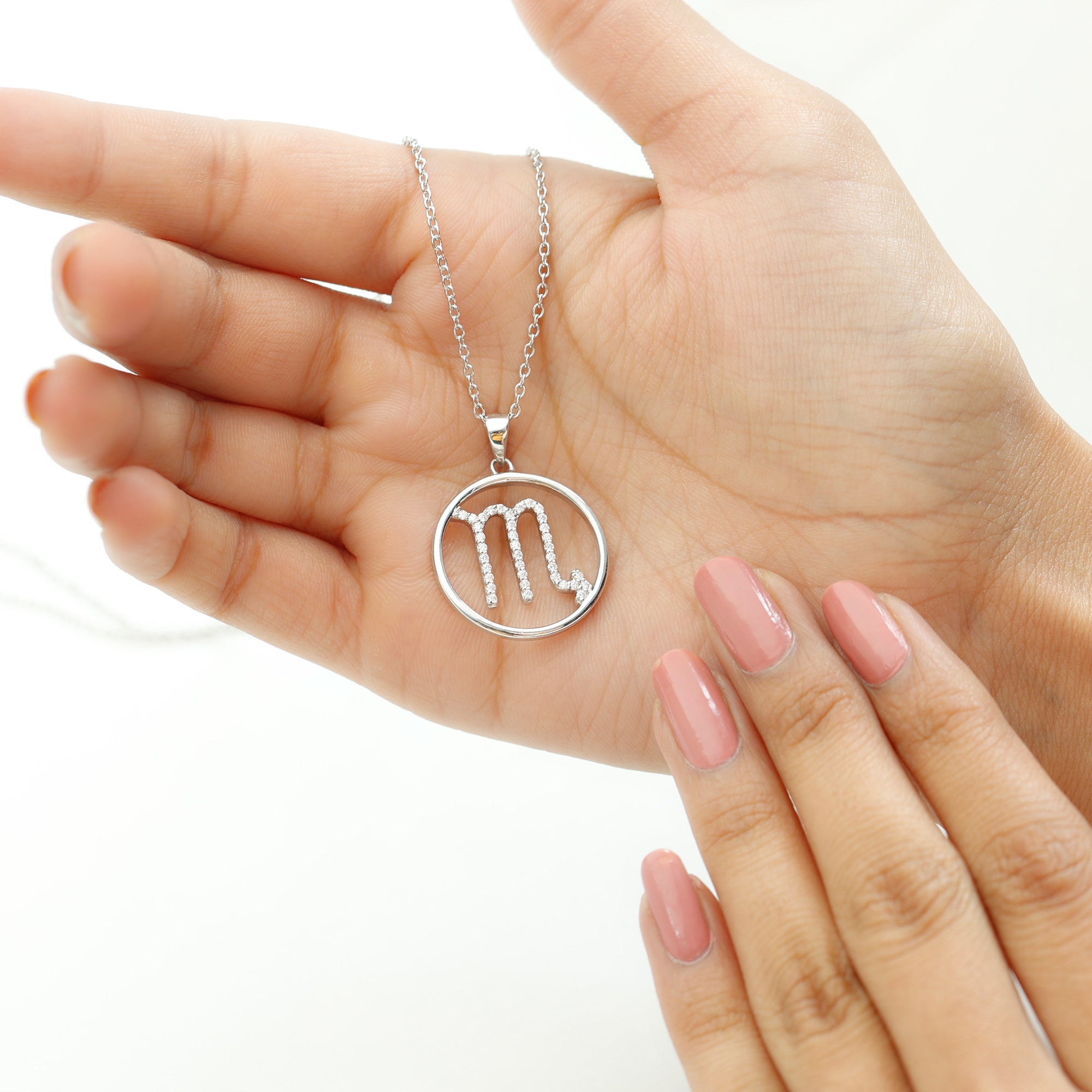Moissanite Scorpio Zodiac Sign Pendant Necklace With Chain