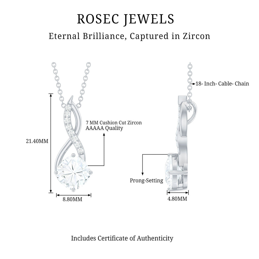 Certified Cushion Cut Cubic Zirconia Infinity Necklace for Women