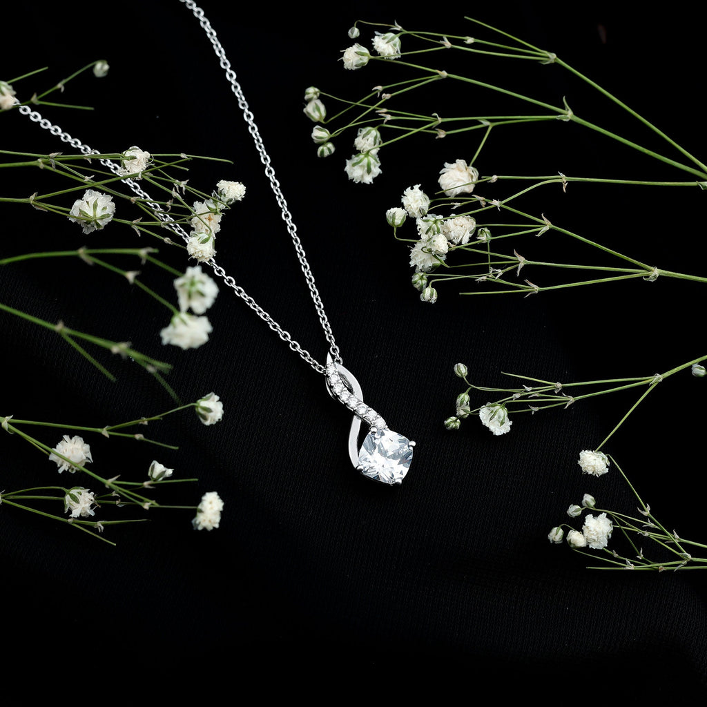 Certified Cushion Cut Cubic Zirconia Infinity Necklace for Women