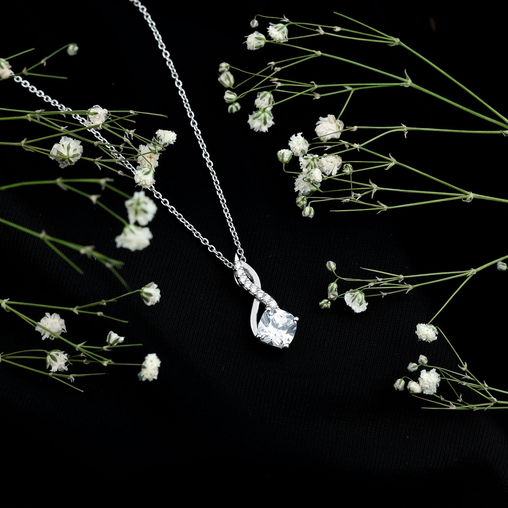 Certified Cushion Cut Cubic Zirconia Infinity Necklace for Women