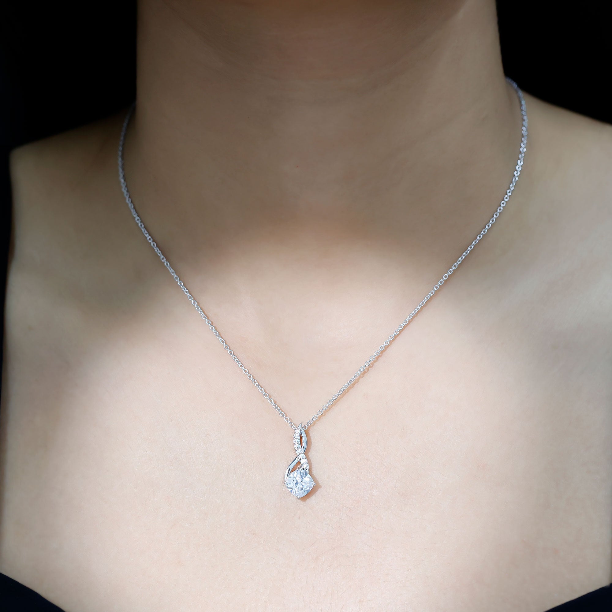 Certified Cushion Cut Cubic Zirconia Infinity Necklace for Women