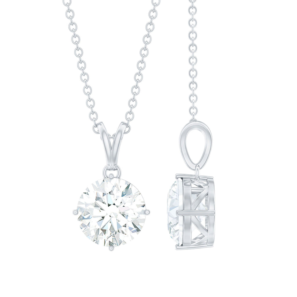 8 MM Round Cubic Zirconia Solitaire Necklace With Silver Chain