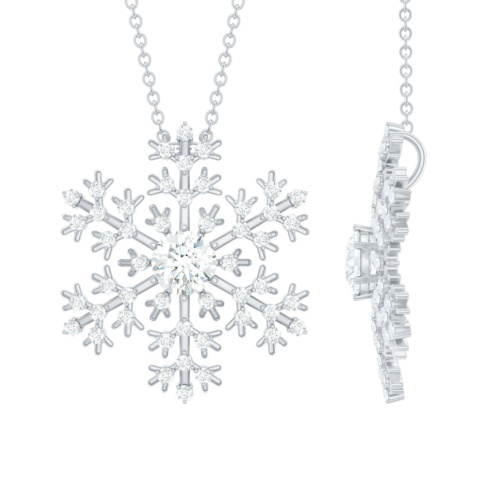 Cubic Zirconia Snowflake Necklace with Silver Chain
