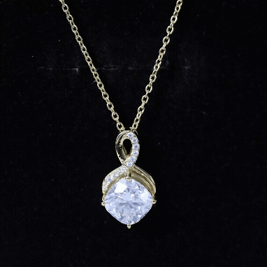 Cushion Cut Moissanite Infinity Pendant Necklace with Chain