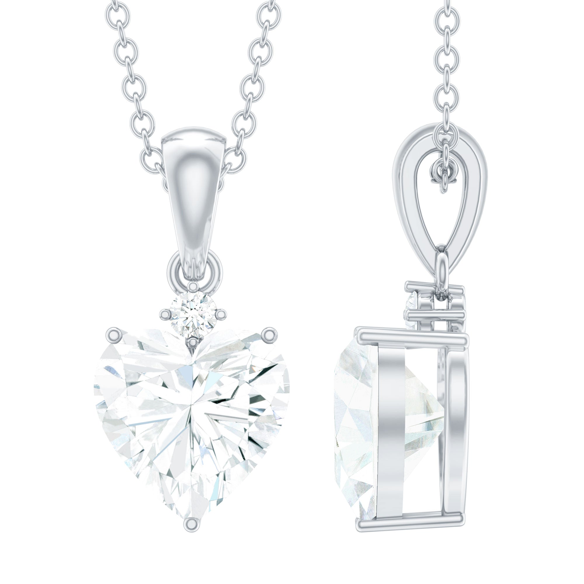 Solitaire 8 MM Moissanite Heart Pendant Necklace