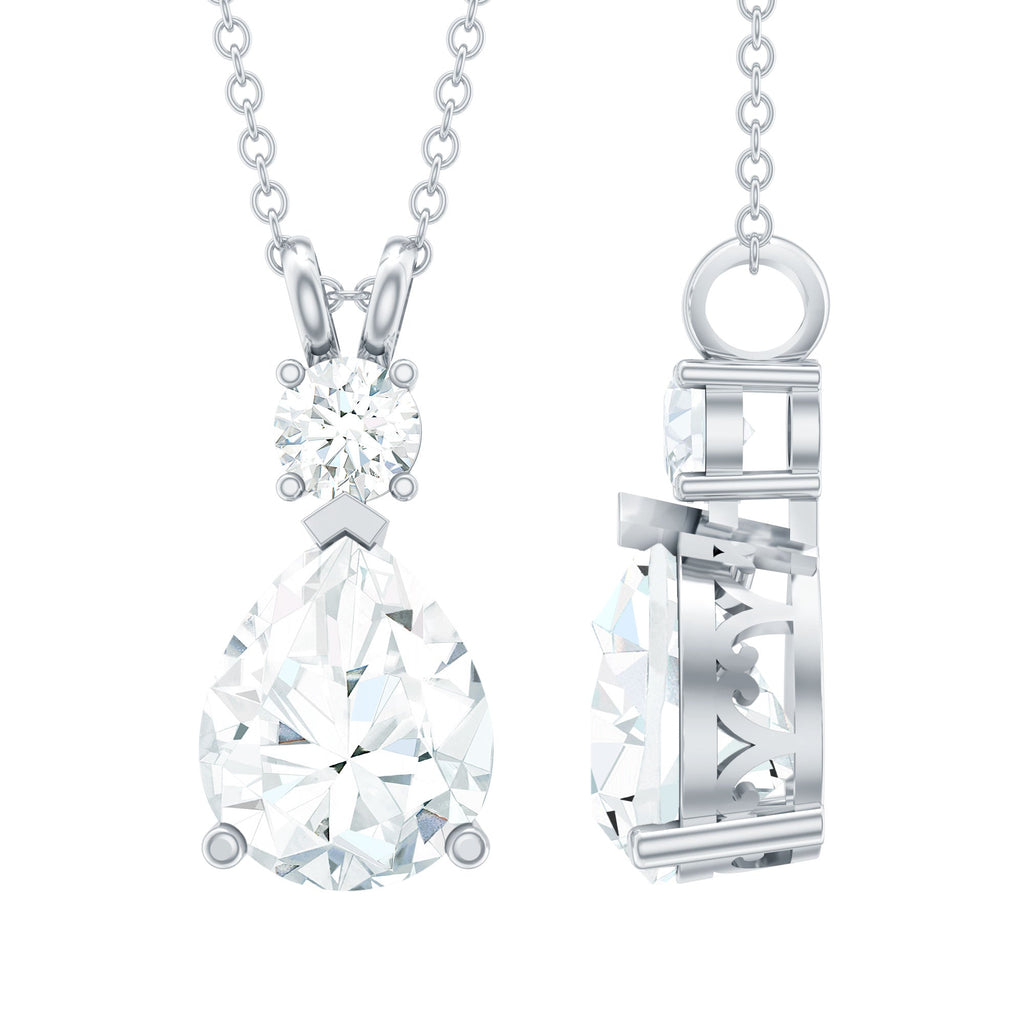 Certified Cubic Zirconia Pear Drop Pendant Necklace with Chain