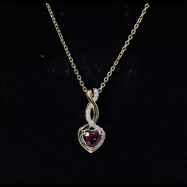Rhodolite Garnet Heart and Infinity Necklace With Diamonds