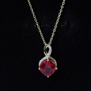 8 MM Lab Created Ruby and Diamond Infinity Necklace with Chain