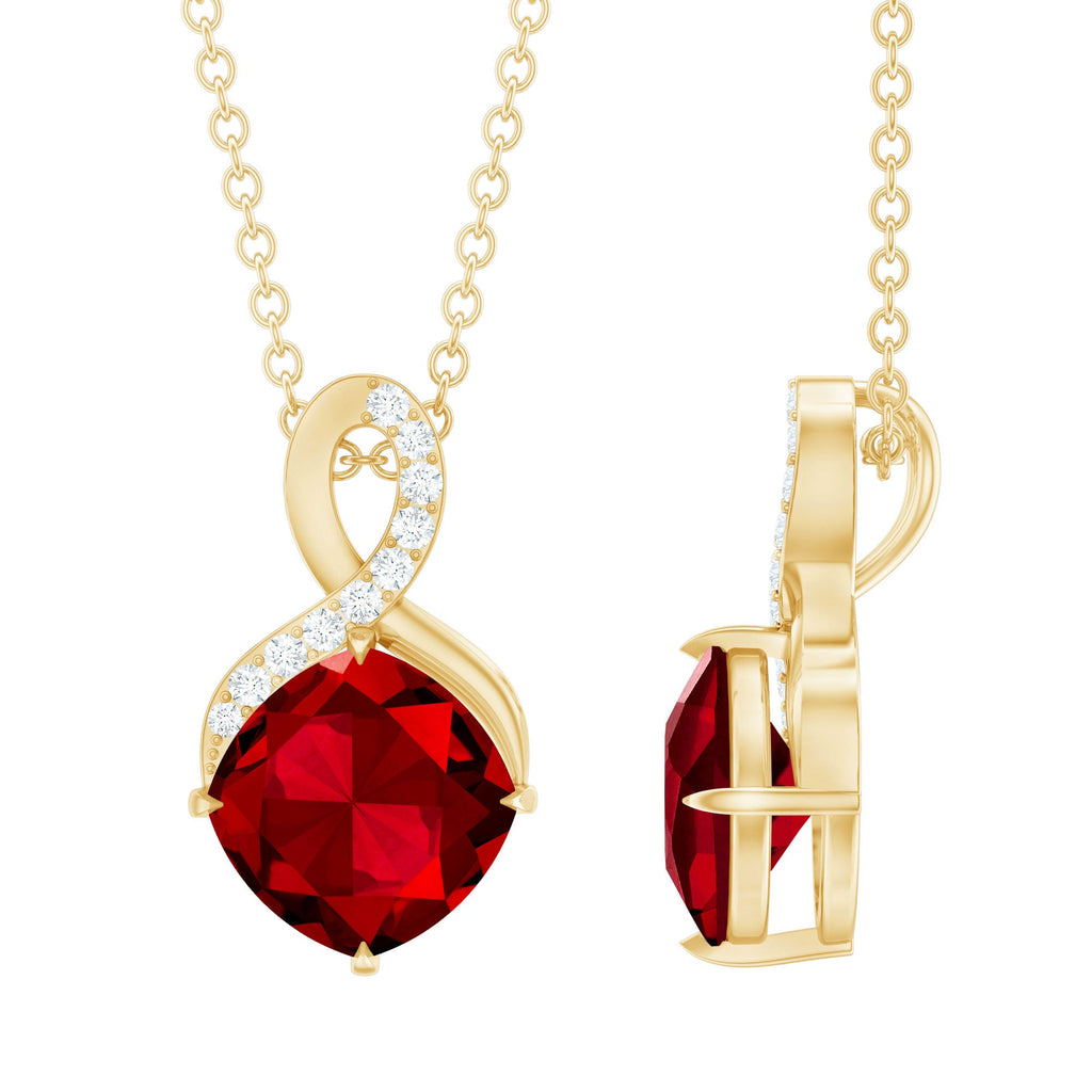 8 MM Lab Created Ruby and Diamond Infinity Necklace with Chain