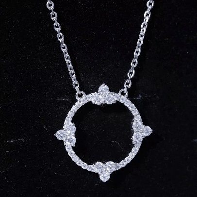 Certified Moissanite Eternity Necklace in 14K Gold Plated Silver