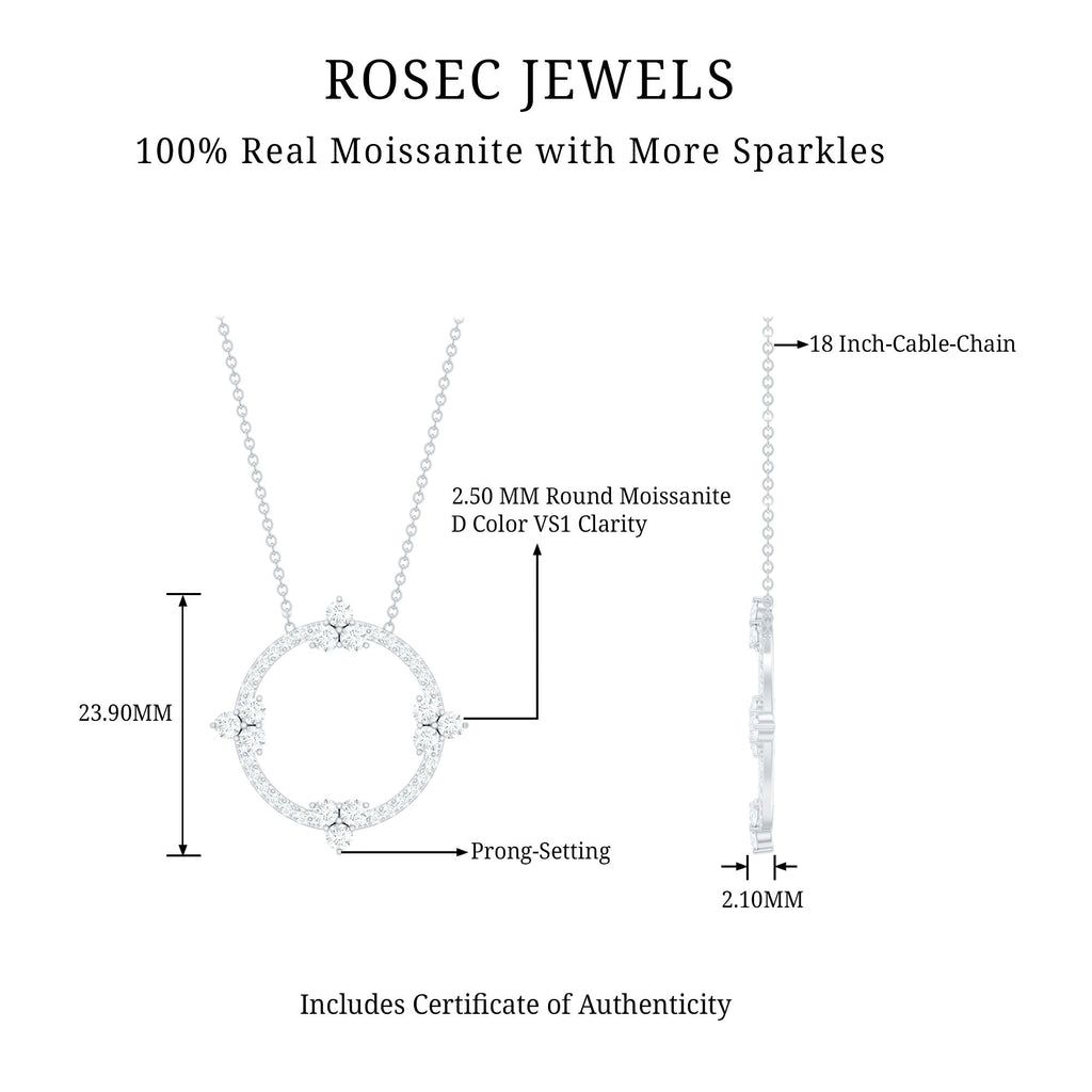 Certified Moissanite Eternity Necklace in 14K Gold Plated Silver