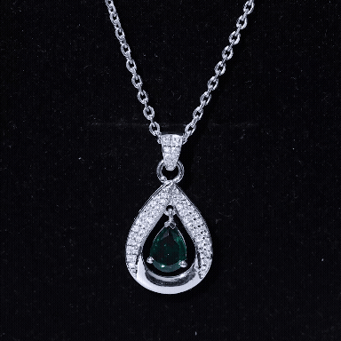 Lab Grown 6X8 MM Emerald Moissanite Bridal Necklace with Chain