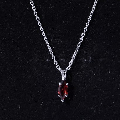 Real Garnet Marquise Necklace with Chain