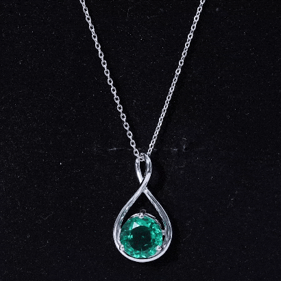 Lab Created Emerald Sterling Silver Infinity Necklace for Women