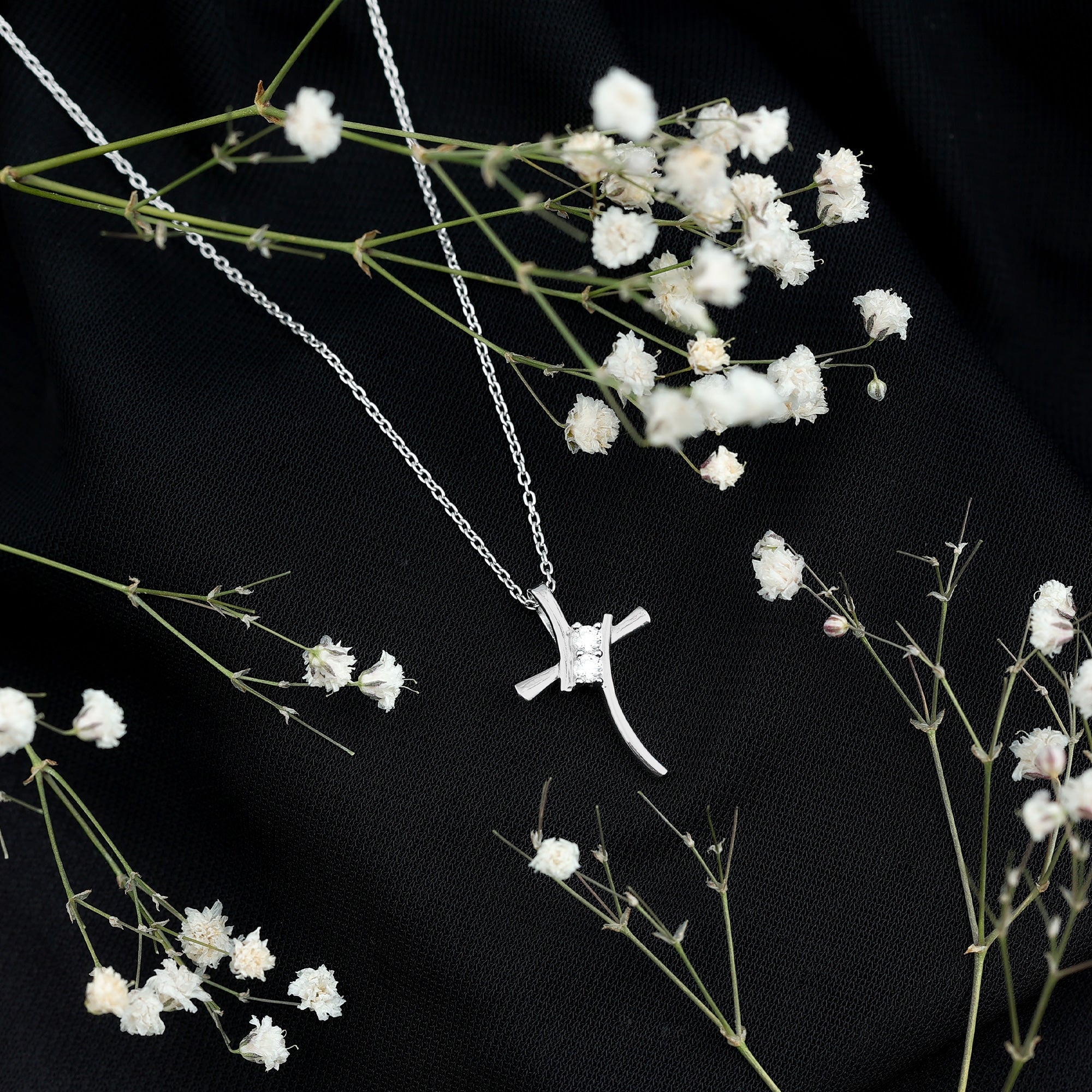 Certified Moissanite Cross Pendant Necklace in Gold Plated Silver