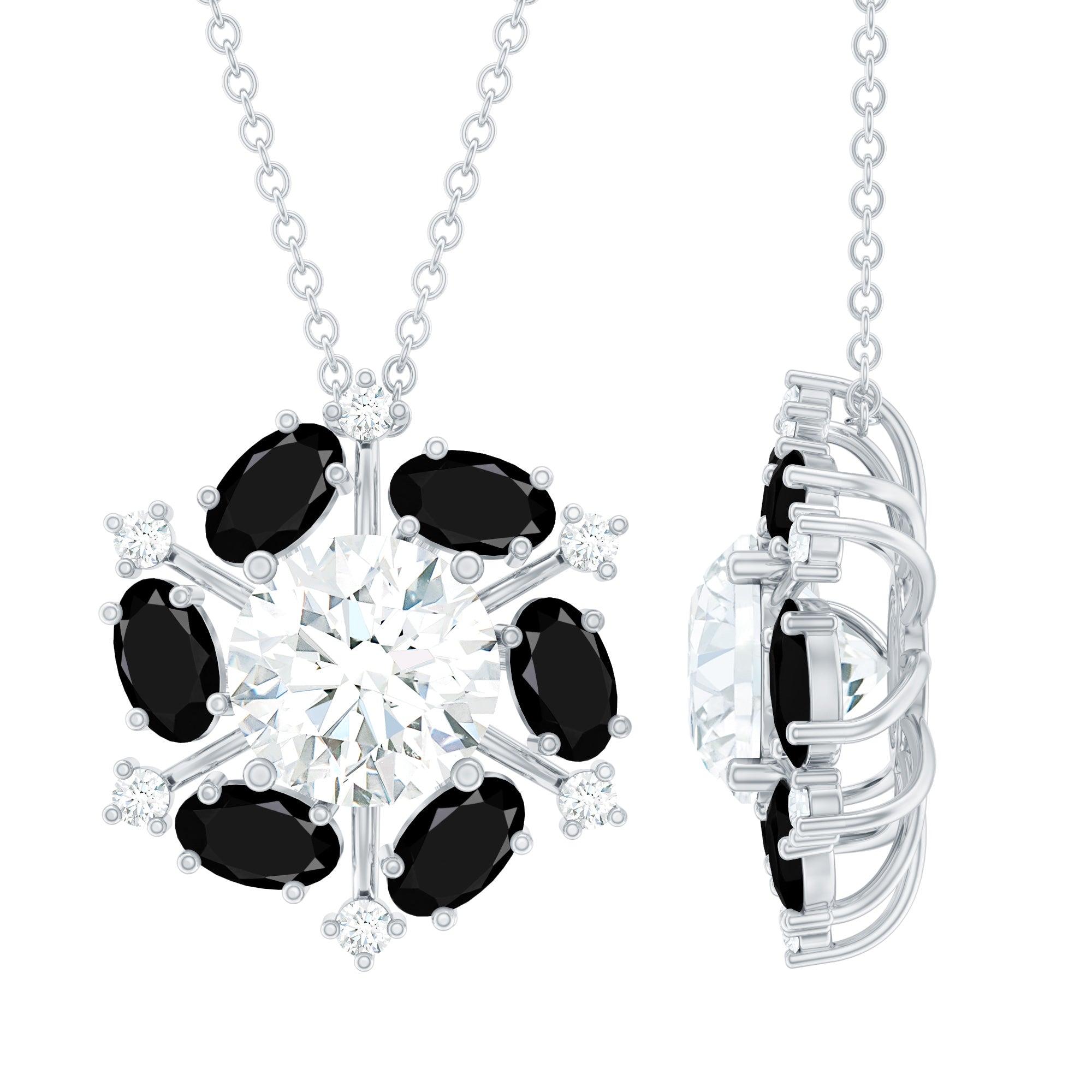 Certified 2 Carat Moissanite Statement Necklace with Black Onyx