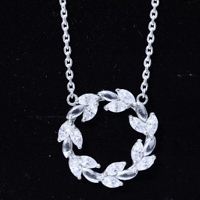 Nature Inspired Moissanite Eternity Necklace with Silver Chain