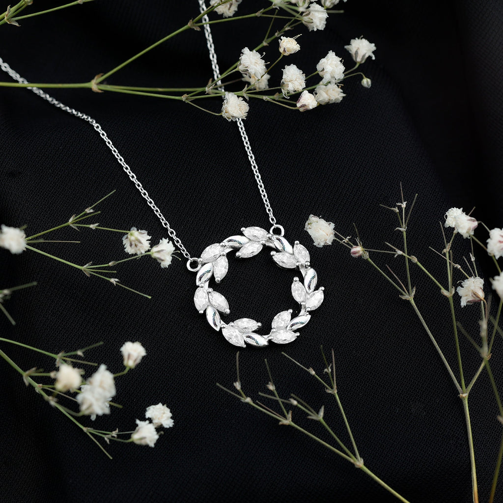 Nature Inspired Moissanite Eternity Necklace with Silver Chain