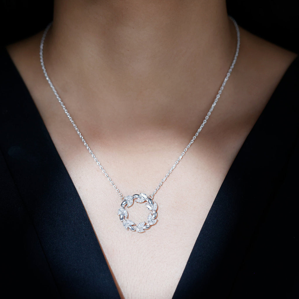 Nature Inspired Moissanite Eternity Necklace with Silver Chain