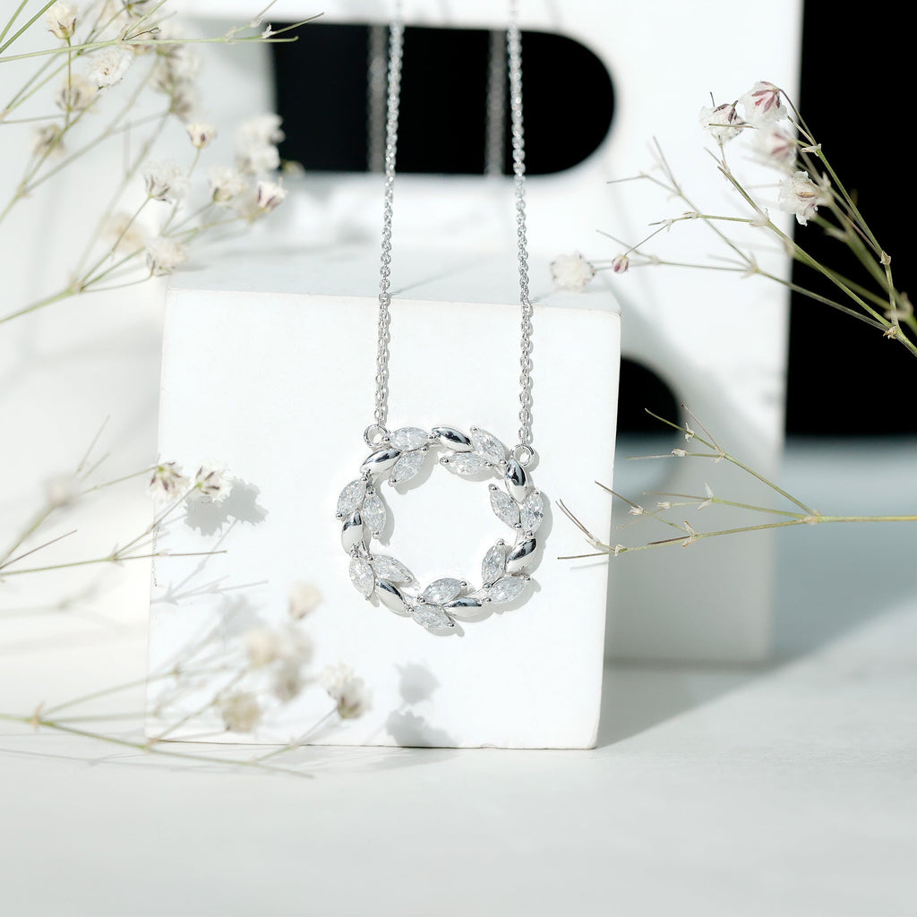 Nature Inspired Moissanite Eternity Necklace with Silver Chain