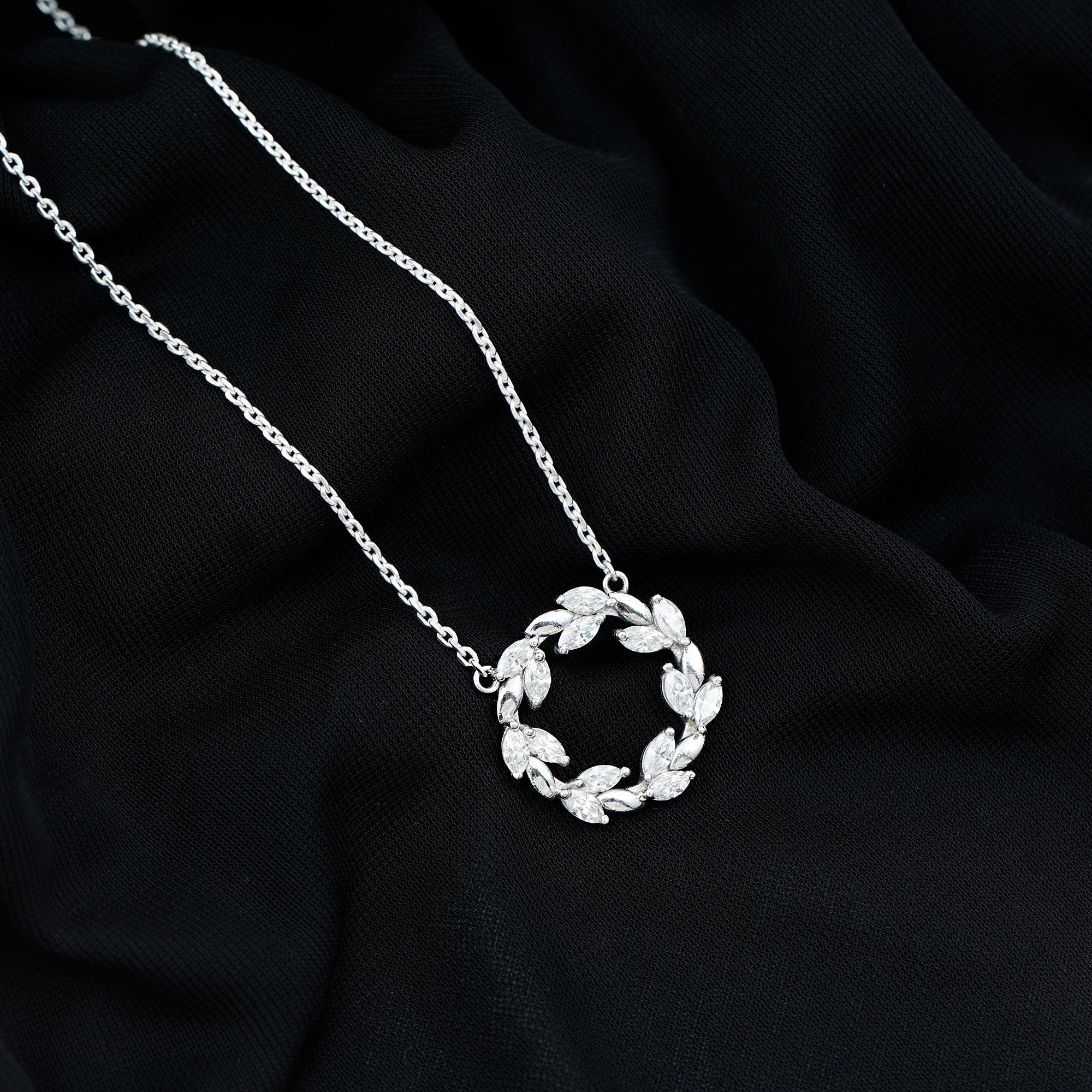Nature Inspired Moissanite Eternity Necklace with Silver Chain
