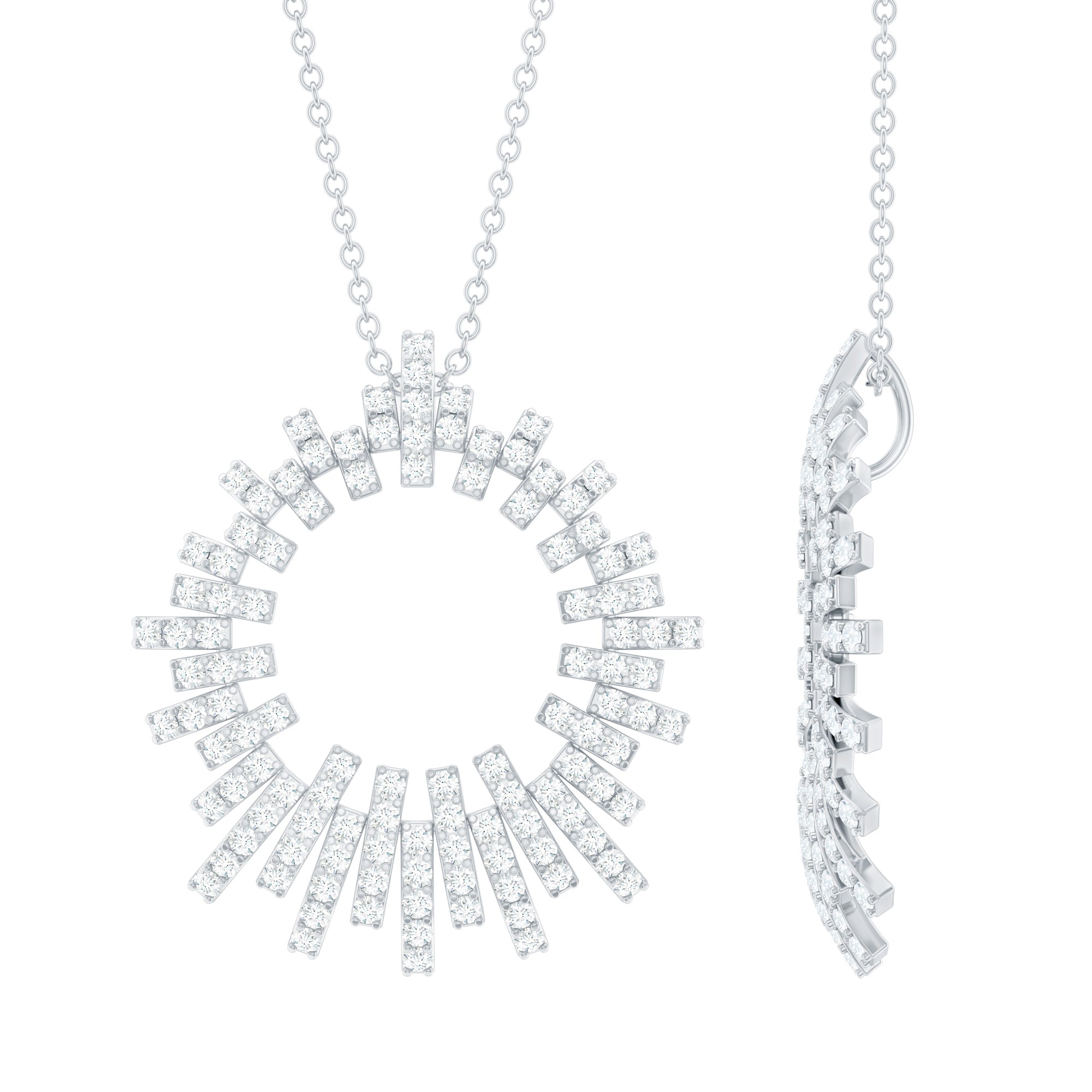 Certified Moissanite Open Circle Chain Necklace in 14K Gold Plated Silver